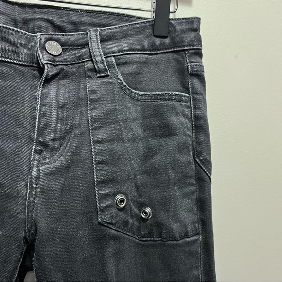 Zadig & Voltaire Grey Black Skinny Jeans Zipper Ankle Size 25 - Picture 7 of 15